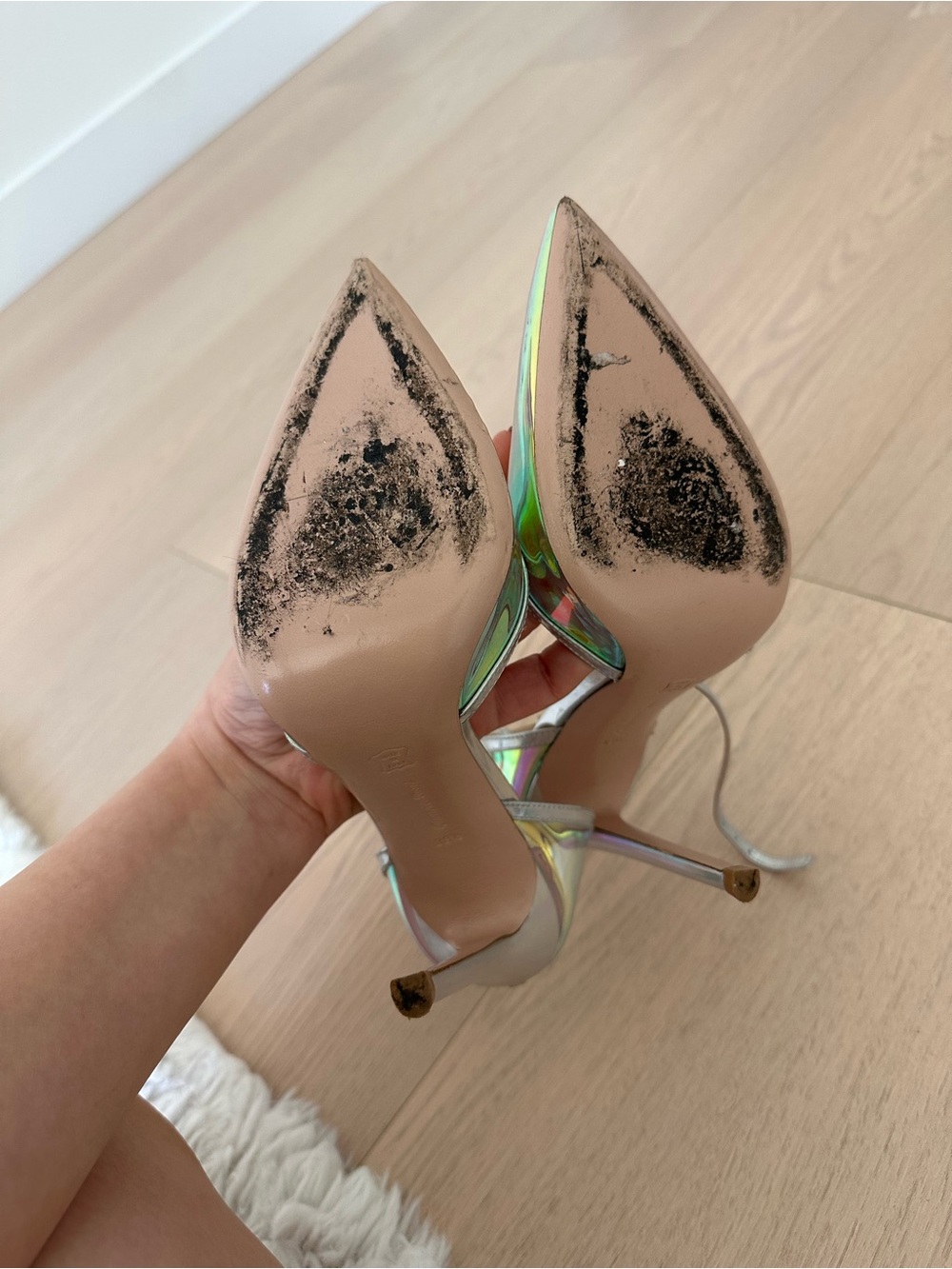 Gianvito Rossi Iridescent Pointed-Toe Ankle-Strap Heels - Picture 4 of 4